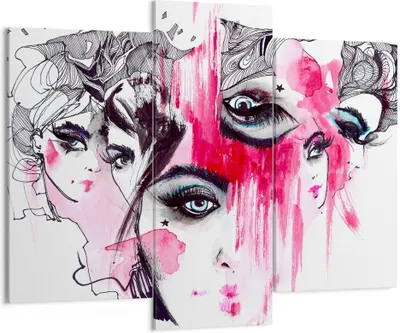 Produktbild von Bild auf Leinwand - Leinwandbild - Frauen Gesichter Augen illustration - 130x100cm - Wand Bild - Wanddeko - Leinwanddruck - Bilder - Kunstdruck - Leinwand bilder - Wandkunst - CB130x100-3095