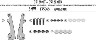Zdjęcie produktu dla Wspornik szyby przedniej BMW F 750GS Kappa KD5127S/KD5127ST/KAF5127