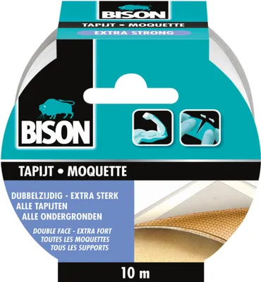 Productafbeelding van Bison extra sterke dubbelzijdige linttape - 10 meter, grijs - lint voor knutselwerk