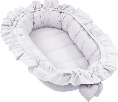 Produktbild von Babynest Neugeborene Nestchen Baby 90x50 cm - Kokon Handmade zweiseitig aus Baumwolle mit Babynestchen Hasen Grau