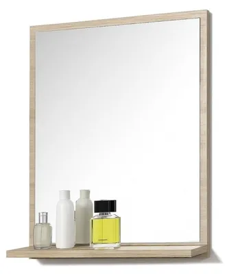 Produktbild von Badspiegel mit 1 Ablage Badezimmerspiegel Spiegel Regal Wandspiegel Hängespiegel Badmöbel Spiegel Flurspiegel für Schlafzimmer Sonoma Eiche 60X70