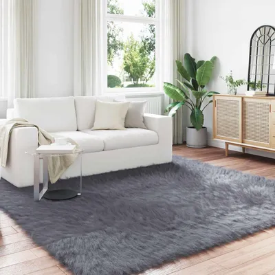 Produktbild von vidaXL Teppich aus Kunstschaffell TAFALLA Anthrazit 240 x 240 cm