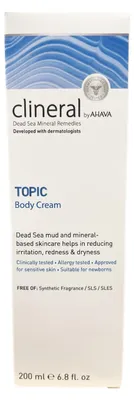 Obrázek produktu pro AHAVA CLINERAL by Topic Body Cream 200 ml, Krémová, Ženy, Hydratační, Zklidňující, Suchá pokožka, 200 ml, Tuba