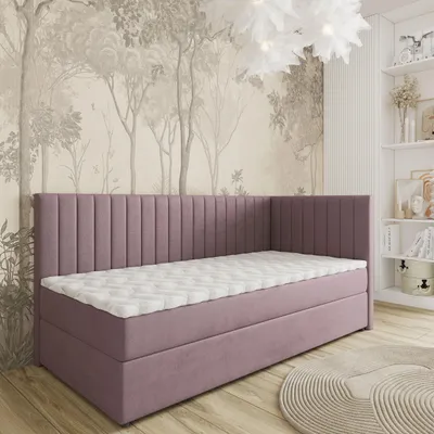 Produktbild von Masseno Boxspringbett ARIS 100x200 cm Komplett-Set mit Bonell Matratze und Topper, Polsterbett mit Bettkästen -Rosa, KRONOS 27