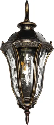 A single outdoor wall lamp with a rustic design.