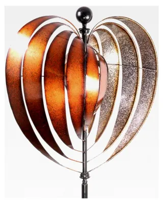 Produktbild von Metall Windrad XL - Kinetic Spinner Herz 54cm - Abmessung: Ø 54cm Gesamthöhe: 200cm - wetterfest - pulverbeschichtet – besondere Gartendekoration
