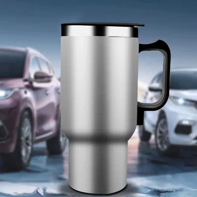 Produktbild von Auto-Thermosbecher, 12,0 V, Wasserkocher, Heizung, isolierte Edelstahlflasche, 450 ml, für Kaffee, Tee, Milch