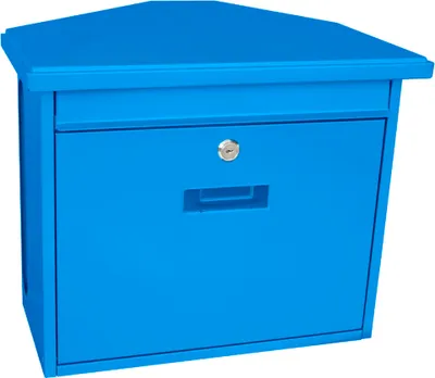 Produktbild von Wandbriefkasten Zamoran aus verzinktem Stahl mit Namensschild | HxBxT 34,5x39,2x20,5cm | Einwurföffnung 32x2cm | Blau