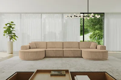 Produktbild von ALTDECOR Ecksofa in U-Form MARI-U2-v3 - 388x171x83 cm Beige - Corner Sofa Bett Eckcouch Couch L-Form Wohnlandschaft Cauchsofa
