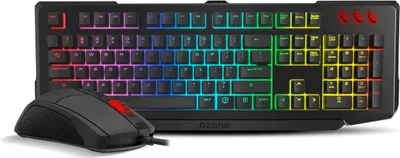 Produktbild von Ozone Double Tap, Kabelgebunden, USB, Halbmechanischer Schlüsselschalter, LED, Schwarz, Maus enthalten