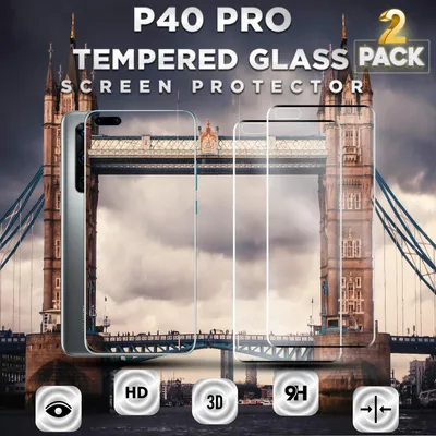 Obrázek produktu pro 2-balení Huawei P40 Pro Ochranné sklo na displej - Tvrzené sklo 9H - Super kvalita 3D