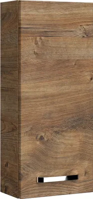 A close-up view of a wooden cabinet with a handle.
