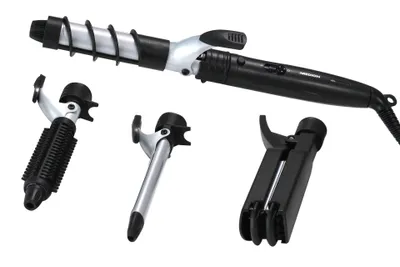 Produktbild von MEDION MD 16619 Elektrisches 4-in-1 Haar Styling Set bestehend aus Haarglätter, Lockenstab, Volumenbürste, Keramikbeschichtung,