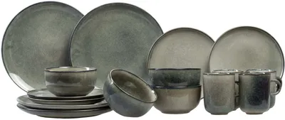 Produktbild von Salt & Pepper Geschirrset Meridian - Grün/Blau - 16-teilig / 4 Personen - 4 Speiseteller, 4 Frühstücksteller, 4 Schalen und 4 Tassen
