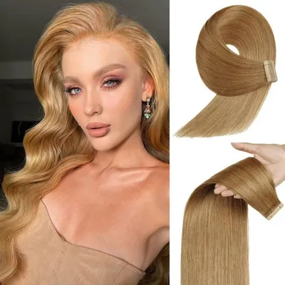 Obrázek produktu pro Páskové prodlužování vlasů, hedvábné, rovné, 20 kusů, 50 cm, 50 g, barva 27#