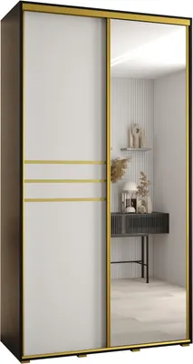 Produktbild von MEBLE KRYSPOL Davos 11 Schrank, zwei Türen - 235,2x140x45 cm - Schwarz Weiß Gold