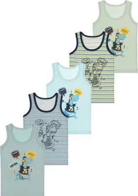 Produktbild von 5er Set Jungen Unterhemden - Dinosaurier - Bunt