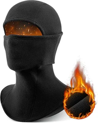 Image de ROCKBROS Cagoule d'hiver Chaude Balaclava Respirante Masque de ski Homme Femme Cagoule de tempête Noir