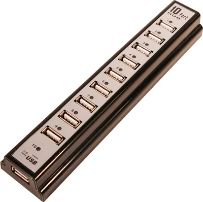 Produktbild von LogiLink USB 2.0 Hub mit Netzteil 10 Port schwarz