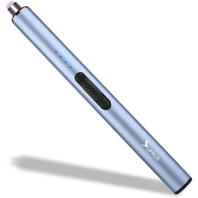 Productafbeelding van Elektrische aansteker, winddicht, zonder vlam, USB-C, vonktechnologie, oplaadbaar, met veiligheidsslot, blauw