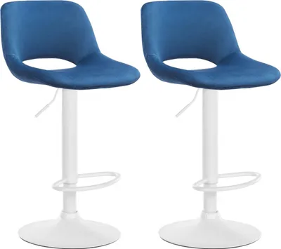 Produktbild von 2er Set Barhocker Camden Samt weiß - blau