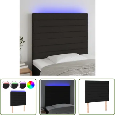 Produktbild von The Living Store LED Kopfteil Schwarz 90x5x118/128 cm Stoff
