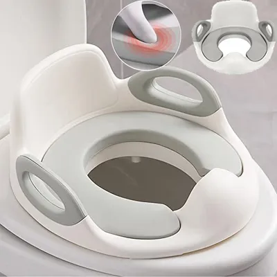 Obrázek produktu pro YARDIN Dětské záchodové prkénko, záchodové prkénko pro děti od 1 do 8 let, záchodový trenažér s protiskluzovou podložkou, rukojetí, opěradlem a ochranou proti stříkající vodě (bílé)