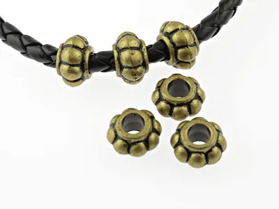 Produktbild von Vintageparts Acrylperlen Lampignon antik Bronze Großloch 14mm für Ketten und Armbänder, 10 Stück
