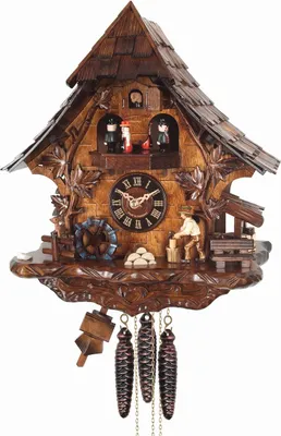 Produktbild von Engstler - 477_QMT - Kuckucksuhr - Quarz - Nussbaum - mit Musik mit Tanzpaar - 35 cm
