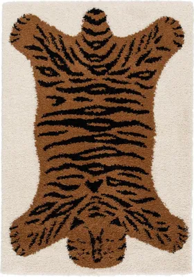 Produktbild von Primaflor Hochflor Shaggy Kinderteppich Teppich NOMAD Tiger 120x170cm - er Spielteppich für Jungen & Mädchen