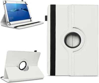 Produktbild von Tablet Hülle für Huawei MediaPad T1 T2 T3 T5 10 Tasche Case 360 Drehbar CoverFarben:Weiss