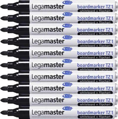 Image de 10x LEGAMASTER 1100 01 marqueur pour tableau blanc TZ 1 rechargeable 1,5 - 3 mm noir