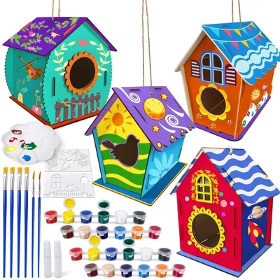 Image de Kit de construction de nichoir pour enfants, comprenant 4 pièces en bois pour construire et décorer