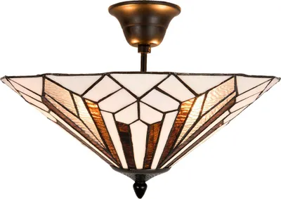 Produktbild von Clayre & Eef Deckenlampe Tiffany Ø 40x28 cm Weiß Braun Metall