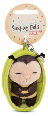 Obrázek produktu pro NICI klíčenka spící Včelka 12 cm, zelený košík, GREEN