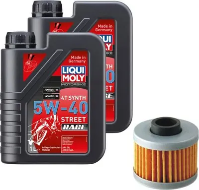 Obrázok produktu pre Súprava na údržbu pre Aprilia Scarabeo 125 PCA00 1999 - LIQUI MOLY 5W-40 Race 2L + olejový filter HiFlo HF185