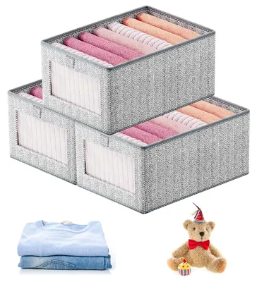 Produktbild von 3 Stück Kleideraufbewahrungsboxen – Faltbare Aufbewahrungsboxen für Kleidung