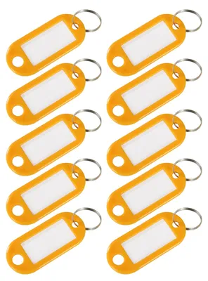 HMF Schlüsselanhänger mit Schlüsselring Beschriftungsstreifen Plastik Anhänger orange