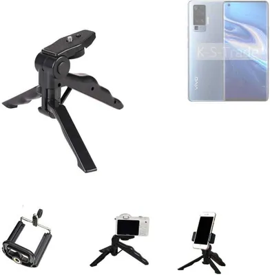 Produktbild von K-S-Trade Stativ Tisch-Ständer Dreibein Handy-Stativ Ständer kompatibel mit Vivo X51 5G Mini-Stativ Smartphone Tripod Handy-Stativ aus Plastik