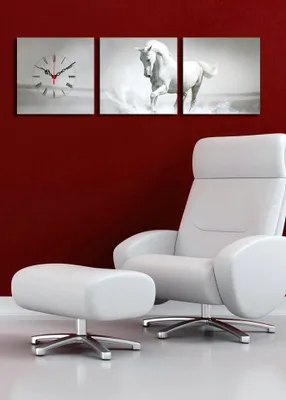 Produktbild von Opviq, 3P2828CS- CLA2687, Bunt, Wanduhren, 90 x 28 cm, 100% Wildleder -Leinwand