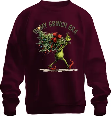 Immagine prodotto di In My Grinch Era Christmas Christmas Tree Funny Gift Retro Unisex Felpa Pullover, Borgogna, S