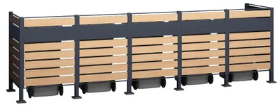 Obrázek produktu pro Westmann kovový kryt odpadkového koše Planum 5x240 L vzhled dřeva 410x90x120 cm