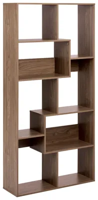 Obrázek produktu pro BELIANI Tmavě hnědá knihovna z dřevotřísky se 6 policemi otevřená nepravidelný design úložný prostor minimalistický styl obývací pokoj