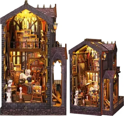 Produktbild von Habarri | DIY Book Nook - Galerie der Erinnerungen - Puzzle 3D - Miniatur Haus Kit mit Möbeln und LED-Licht - Buch Ecke Kit