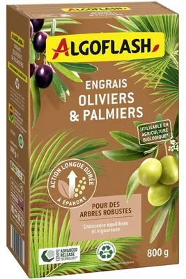 Produktbild von ALGOFLASH Oliven & Palmen Orgamineral Düngerkörner 800 g NPK 6-5-9 mit MgO, SO3, CaO