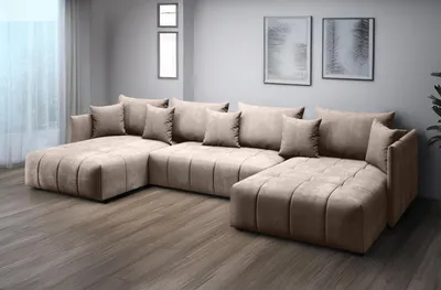 Produktbild von FURMEB24 ASPEN U Ecksofa mit Schlaffunktion Bettzeugablage 346x188cm, Sofa U Form, beige
