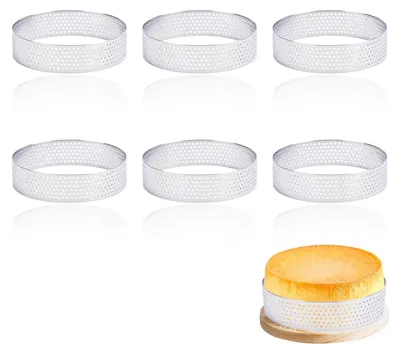 6 Edelstahl Mousse-Tartelette-Förmchen mit Löchern