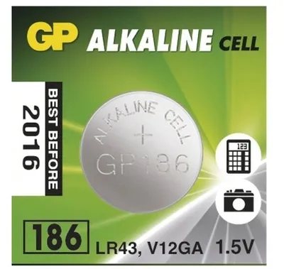 Produktbild von GP Batteries 1041018610 Alkaline Cell, Alkali, Button/coin, 1,5V, 4,2 mm (0.165"), 1,16 cm, 1,4g (0.0494 oz)