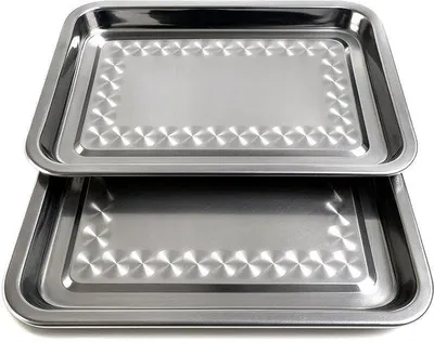 Produktbild von Famanu Servierplatte Rechteckig - Edelstahl - Set von 2 - 40 x 30 cm