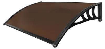Immagine prodotto di Arcadia - Pensilina da esterno per porte e finestre in PP e policarbonato 120x80 cm, nera con vetro fumè